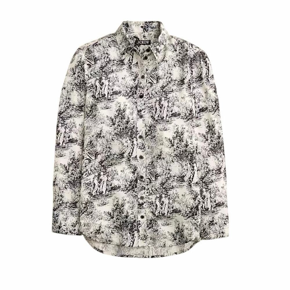 J. Crew Drapey Toile-Print Button Up Top Sz XXS
